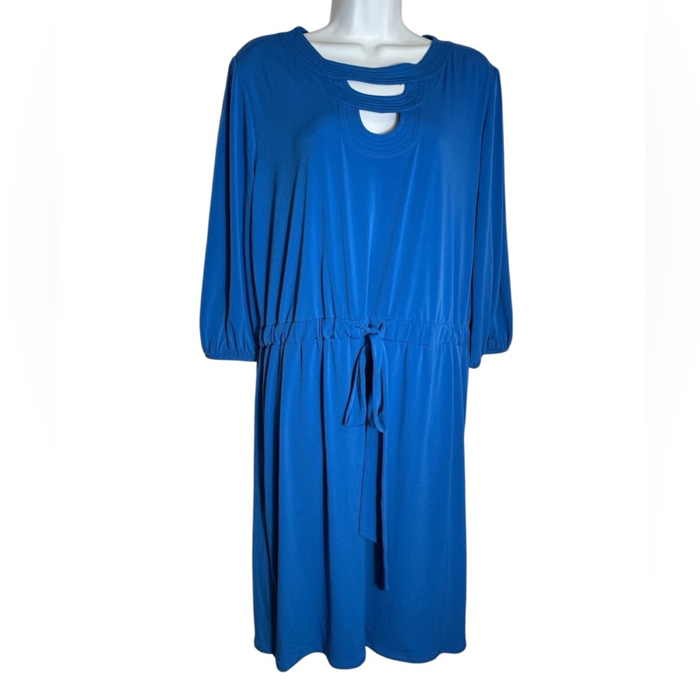 Max & Cleo Dress Size XL Bright Blue Midi Dress with Keyhole Neckline 💙💙